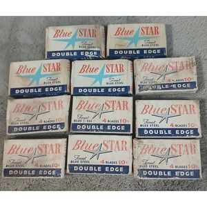 Vtg Blue Star Double Edge Razor Blades Lot of 11 Finest Blue Steel Made in USA